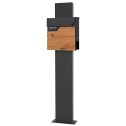Boîte aux lettres sur pied boîte postale anthracite/aspect bois avec support