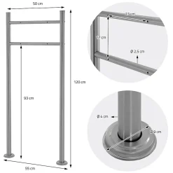 Boîte aux lettres sur pieds boîte postale anthracite/aspect bois +support argent