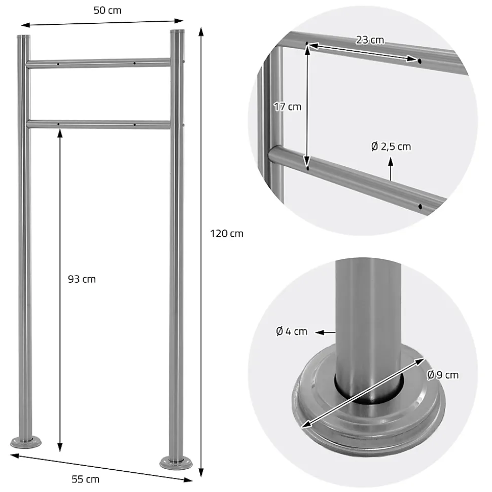Boîte aux lettres sur pieds boîte postale anthracite/aspect bois +support argent