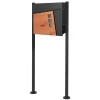 Boîte aux lettres sur pieds boîte postale anthracite imitation bois avec support