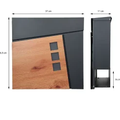 Boîte aux lettres sur pieds boîte postale anthracite imitation bois avec support