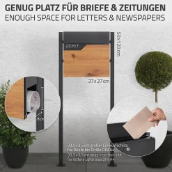 Boîte aux lettres sur pieds boîte postale anthracite imitation bois avec support