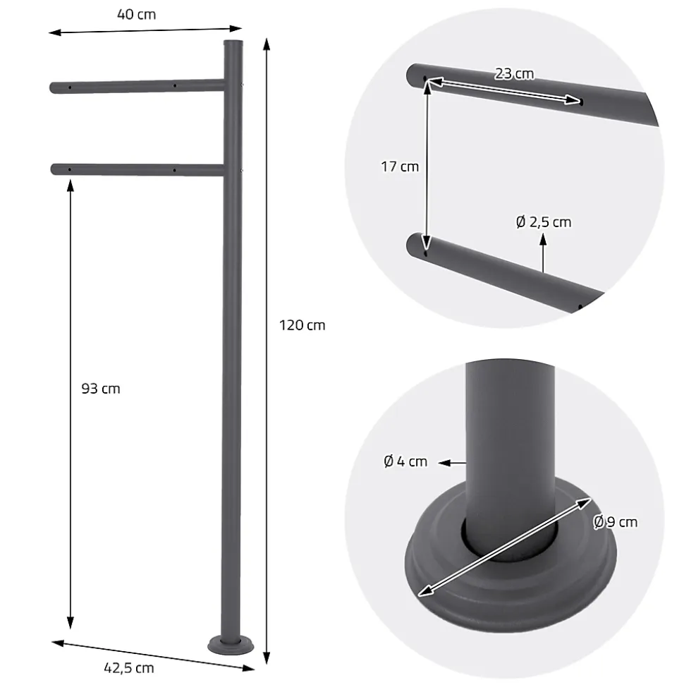 Boîte aux lettres sur une pied anthracite boîte postale en acier moderne 37x11cm