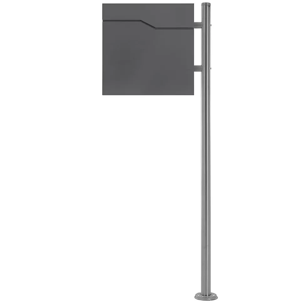 Boîte aux lettres sur une pied argent boîte postale anthracite moderne 37x11 cm