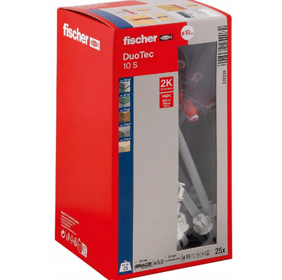 Boîte De 25 Chevilles À Bascule Duotec Fischer 537259 Nylon - 10 Mm
