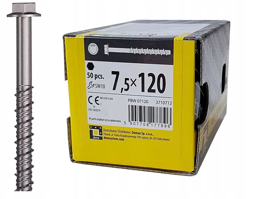 Boîte de 50 vis d'ancrage béton 7,5 x 120