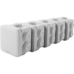 Boîte de dérivation carrée extérieure avec 7 passe-câbles et système de verrouillage 65 x 65 x 45 mm Schneider Electric Mureva Box gris