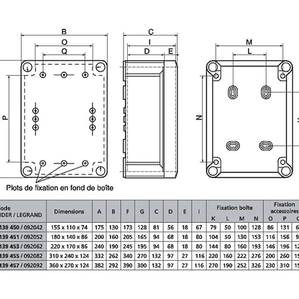 Boîte de dérivation rectangulaire - Plexo - LEGRAND - 155 x 100 mm - 10 entrées