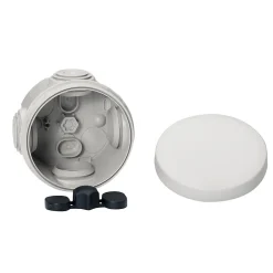 Boîte de dérivation ronde extérieure avec 4 passe-câbles et système de verrouillage 60 x 40 mm Schneider Electric Mureva Box gris