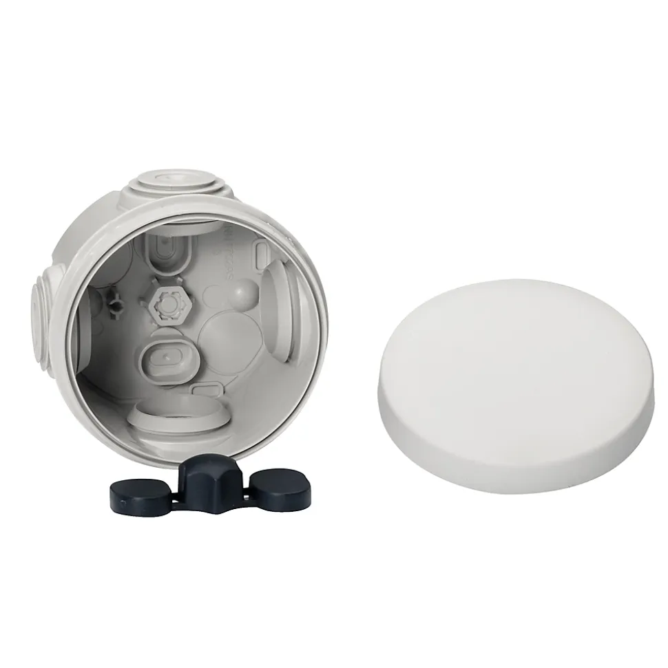 Boîte de dérivation ronde extérieure avec 4 passe-câbles et système de verrouillage 60 x 40 mm Schneider Electric Mureva Box gris