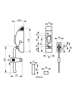 Boîtier entrebâilleur de fenêtre, sans cylindre, blanc - THIRARD