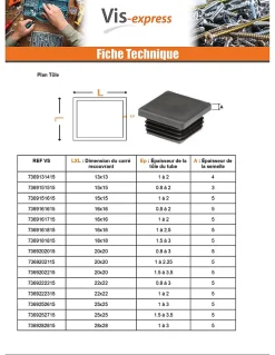 Bouchon carré 25X25 épaisseur tole du tube 1.5 à 3.5 Polyethylène noir - 30 pièces