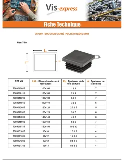 Bouchon carré 25X25 épaisseur tole du tube 1.5 à 3.5 Polyethylène noir - 30 pièces