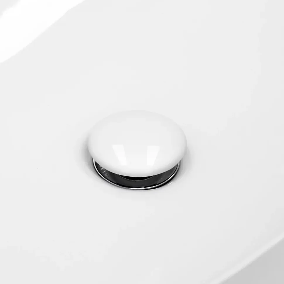Bouchon de vidange LuxeBath H109mm blanc universel pop-up pour lavabo sans trop-plein avec joints