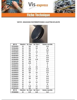Bouchon rond pour tube Diamètre Extèrieur 25 Intérieur 21-23 nylon noir - 100 pièces