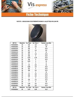 Bouchon rond pour tube Diamètre Extèrieur 10 Intérieur 7-8.4 nylon noir - 1 pièce