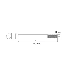 Boulon de charpente galvanisé 14 x 160 mm