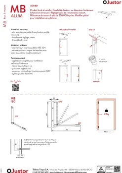 Bras à ressort ferme porte, a corps très fin en Aluminium anodisé bronze