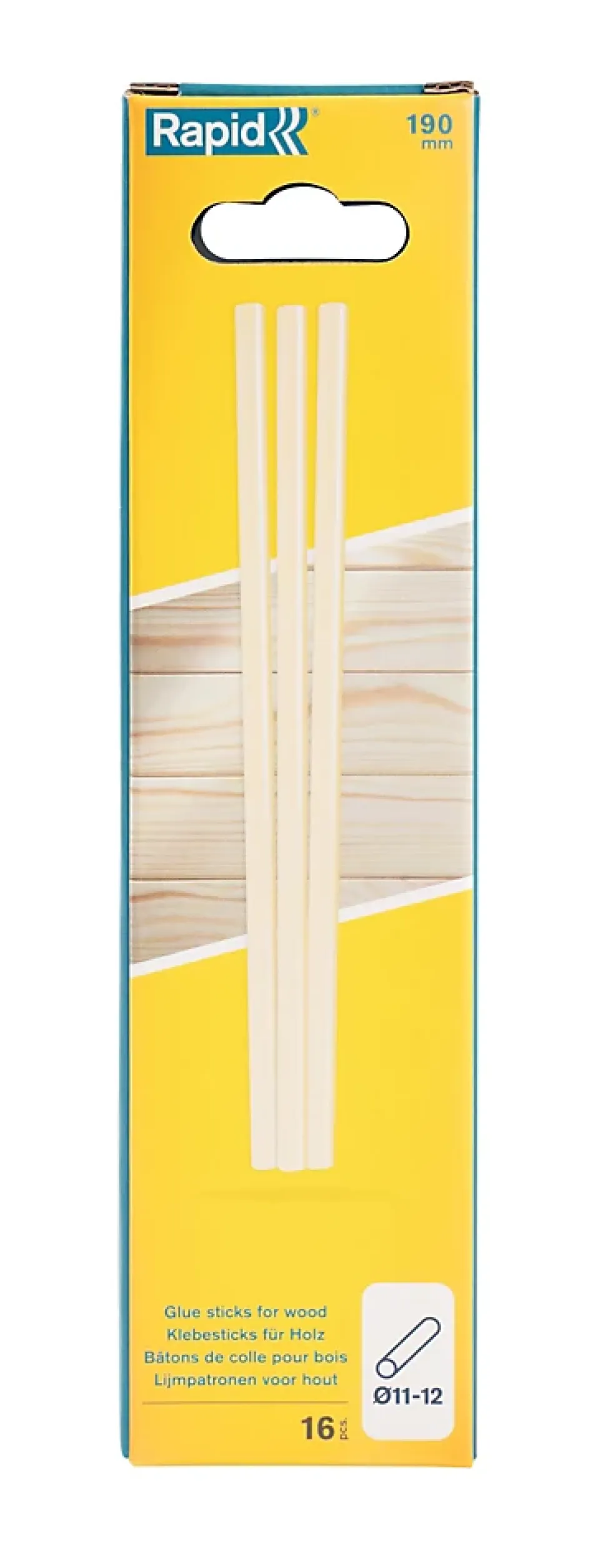 Bâton de colle bois 190 mm Rapid, 16 pièces