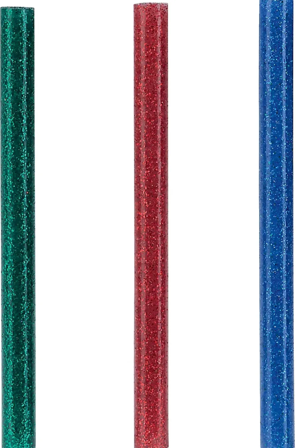 Bâton de colle pailletée pour décoration Ø7mm x 94mm, lot de 36 x 3 couleurs (rouge, bleu, vert)