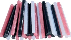 Bâton de colle pailletée pour décoration Ø7mm x 94mm, lot de 36 x 3 couleurs (blanc, noir, or)