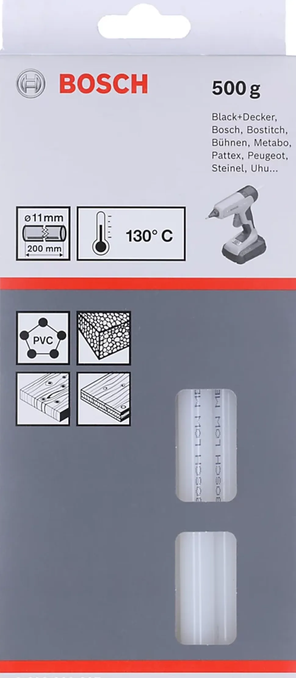 Bâtonnet de colle Bosch basse température 200 mm 500g gris