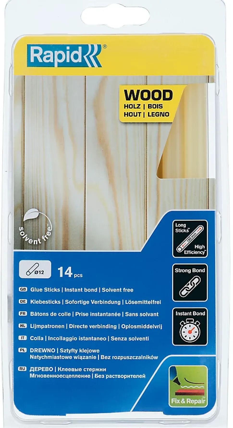 Bâtons de colle pour bois & dérivésØ12mm x 190mm, lot de 14