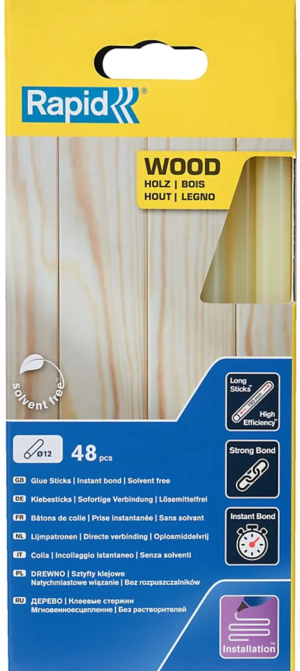 Bâtons de colle pour cois & dérivésØ12mm x 190mm, lot de 48