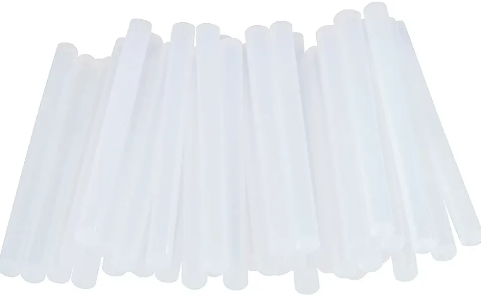 Bâtons de colle transparente universelle 7 mm. Paquet de 36 bâtons courts.
