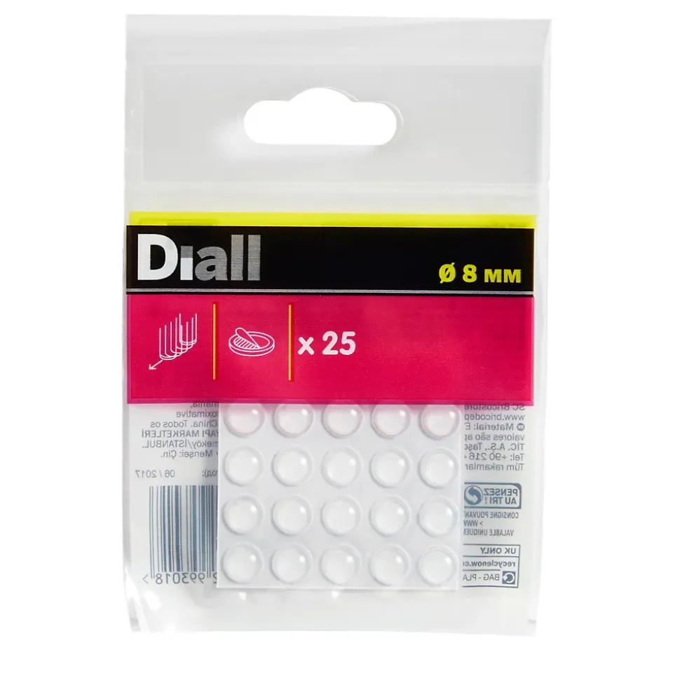 Butoir à coller Diall 8 mm x 25, transparent