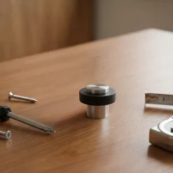 Butoir de porte DIALL zamak nickelé inox Ø3,2 cm