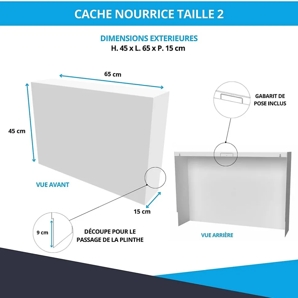 Cache nourrice plomberie ATOLE en acier Blanc - Largeur fixe - Taille 2 : 450 x 650 x 150 mm