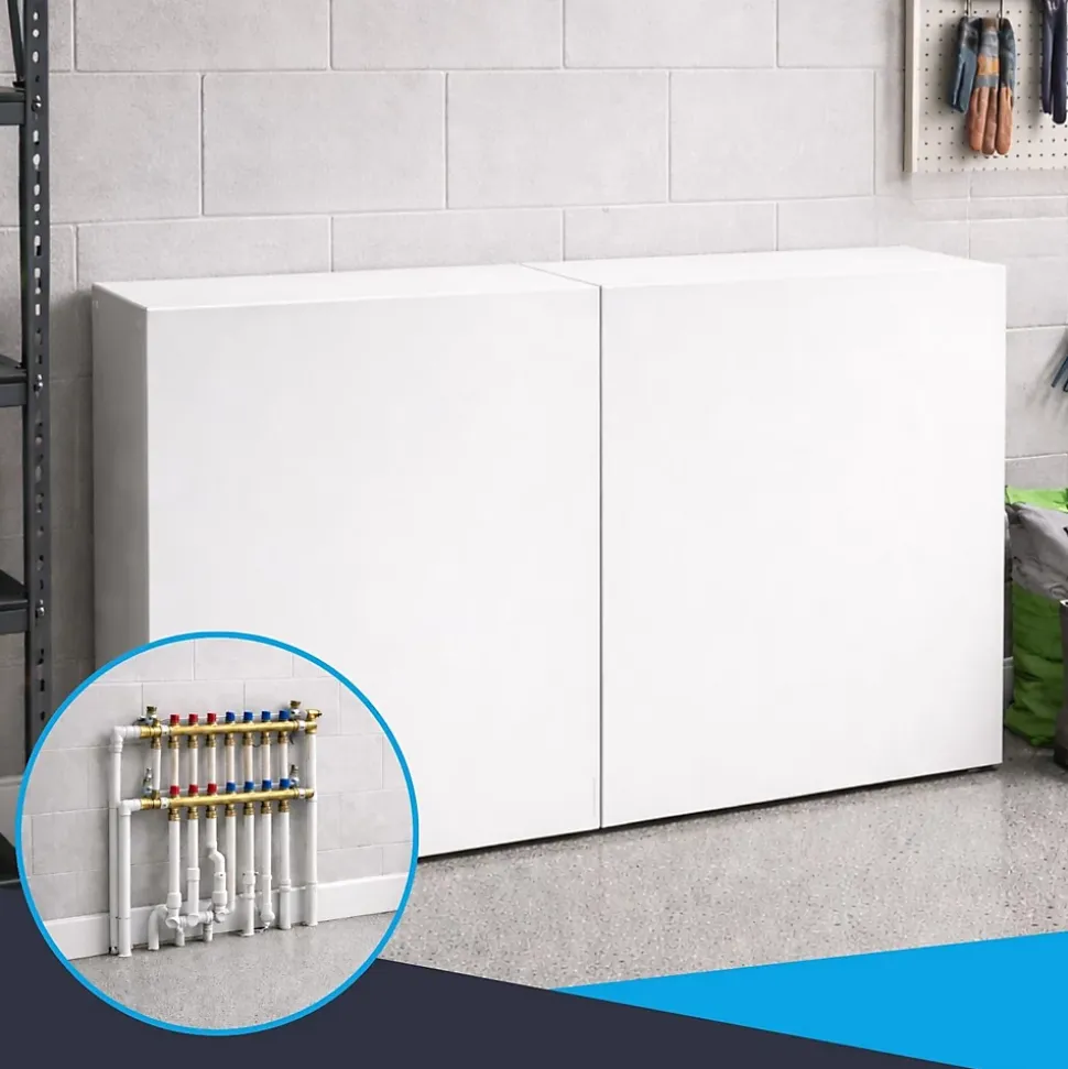 Cache nourrice plomberie ATOLE en acier Blanc - Largeur réglable - Taille 2 : 450 x 605 à 1150 x 150 mm