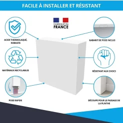 Cache nourrice plomberie ATOLE en acier Blanc - Largeur fixe - Taille 1 : 450 x 450 x 150 mm