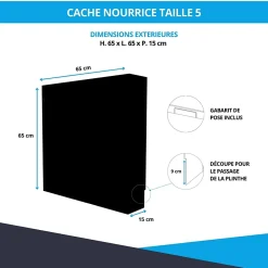 Cache nourrice plomberie ATOLE en acier Noir - Largeur fixe - Taille 5 : 650 x 650 x 150 mm