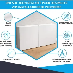 Cache nourrice plomberie ATOLE en acier Blanc - Largeur réglable - Taille 1