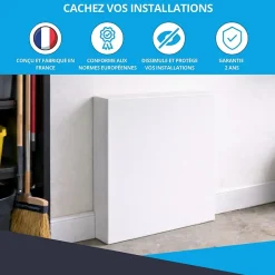 Cache nourrice plomberie ATOLE en acier Blanc - Largeur fixe - Taille 3 : 450 x 850 x 150 mm