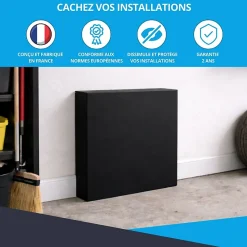 Cache nourrice plomberie ATOLE en acier Noir - Largeur fixe - Taille 6 : 650 x 850 x 150 mm