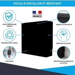 Cache nourrice plomberie ATOLE en acier Noir - Largeur fixe - Taille 6 : 650 x 850 x 150 mm
