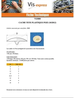 Cache tête Plastique Pozi numéro 2 Diamètre de tête: 12 RAL9010 blanc pur - 1000 pièces