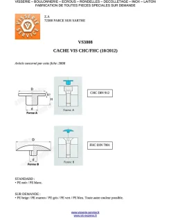 Cache tête Vis CHC FHC Clé de 4 HC4 4.2X10 Nylon RAL9016 blanc signalisation - 100 pièces
