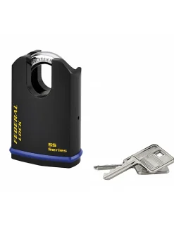 Cadenas à clé Fédéral Lock 720-P, acier, chantier, anse protégée molybdène, 54mm, 2 clés, noir - THIRARD