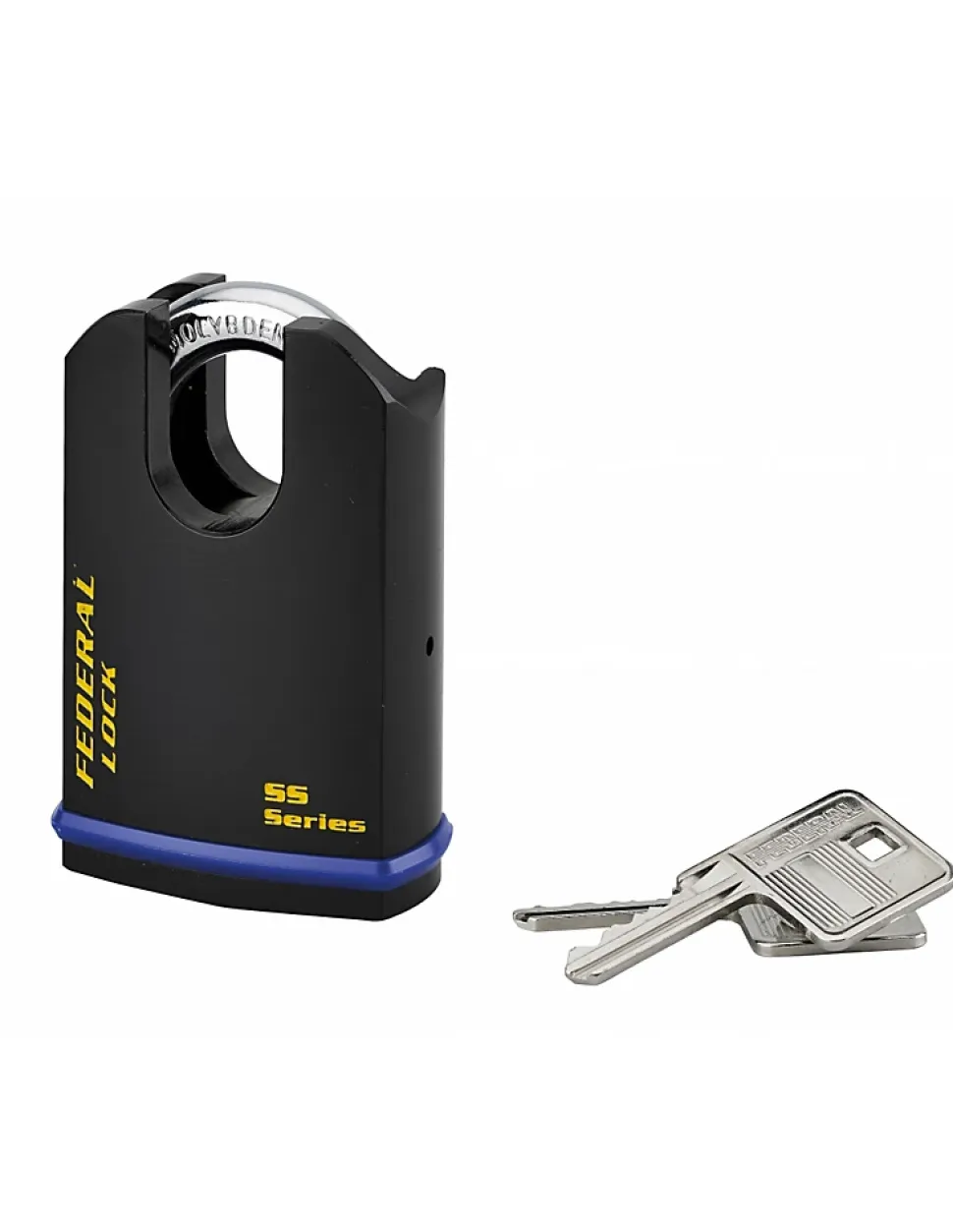 Cadenas à clé Fédéral Lock 720-P, acier, chantier, anse protégée molybdène, 54mm, 2 clés, noir - THIRARD