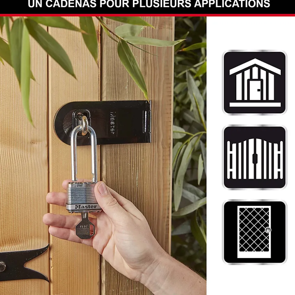 Cadenas à clé Master Lock Excell M1EURDLH acier laminé l.45 mm hauteur de l'anse 51 mm