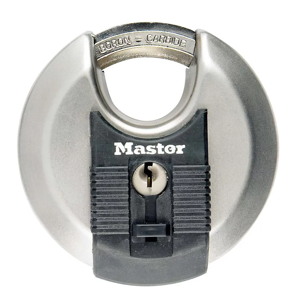 Cadenas à clé Master Lock Excell M40EURD disque en acier inoxydable Ø70 mm hauteur de l'anse 16 mm