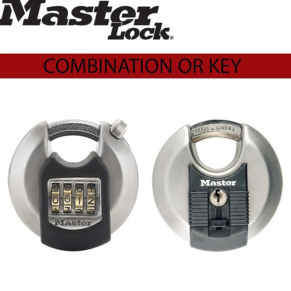 Cadenas à clé Master Lock Excell M40EURD disque en acier inoxydable Ø70 mm hauteur de l'anse 16 mm