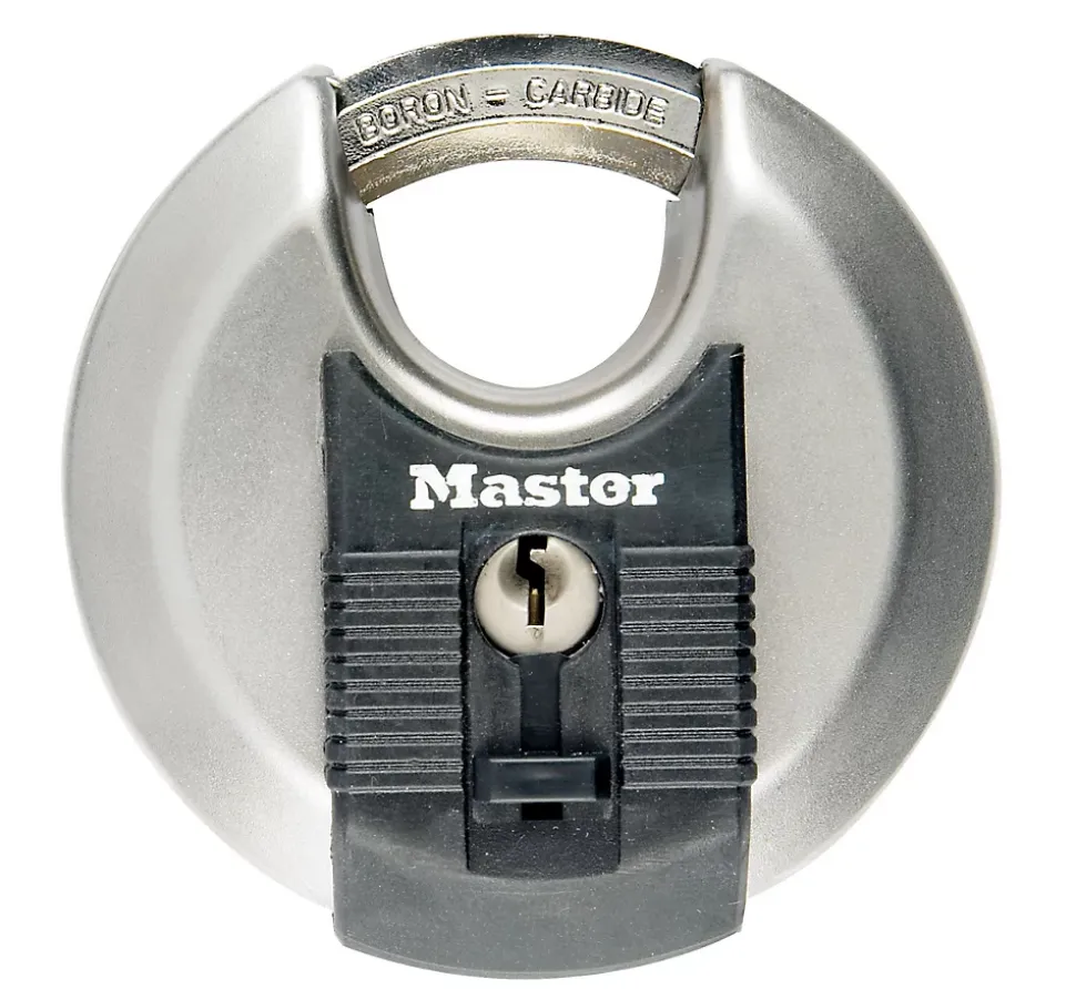 Cadenas à clé Master Lock Excell M40EURD disque en acier inoxydable Ø70 mm hauteur de l'anse 16 mm