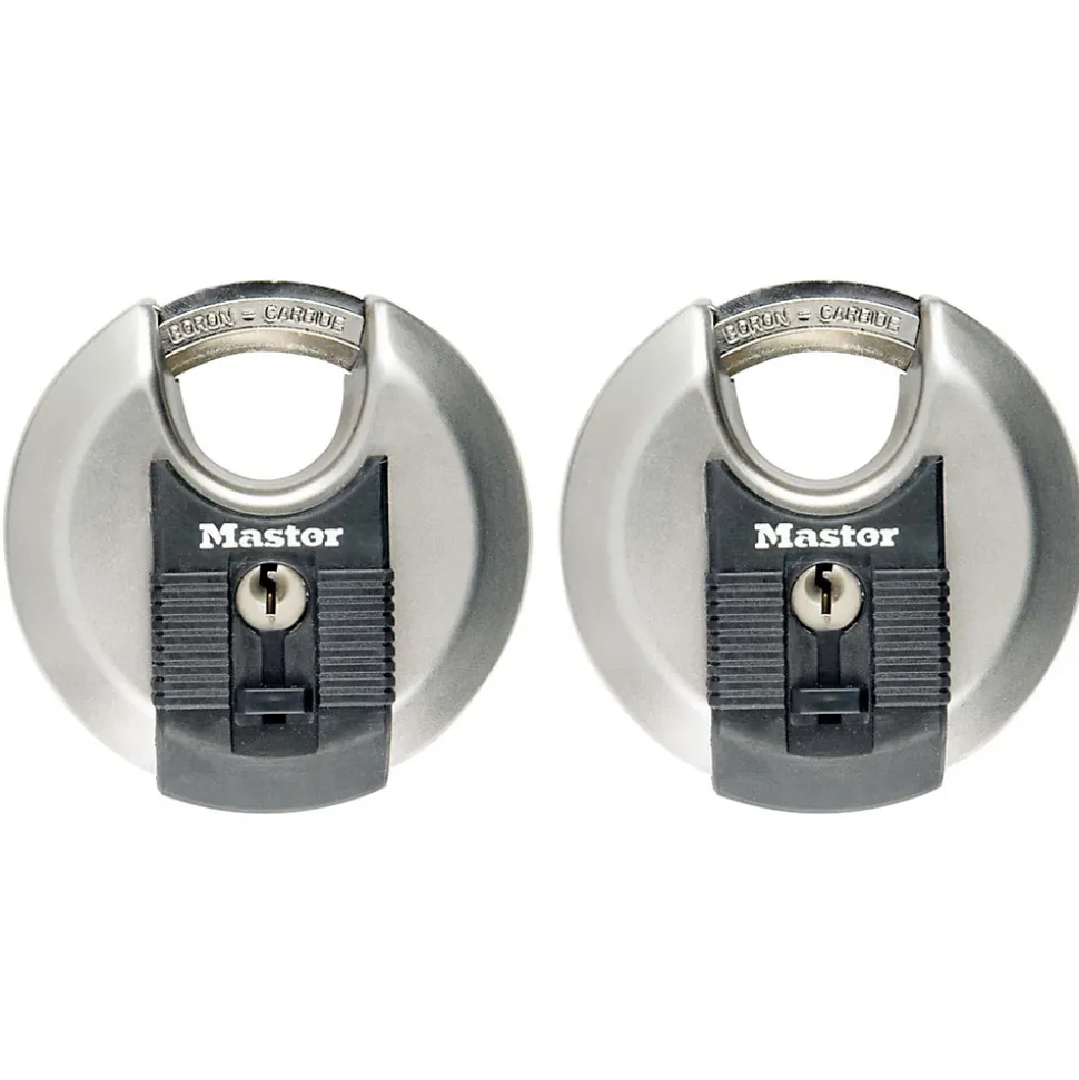 Cadenas à clé Master Lock Excell M40EURT disque en acier inoxydable Ø. 70 mm hauteur de l'anse 16 mm vendu par 2