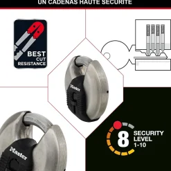 Cadenas à clé Master Lock Excell M40EURT disque en acier inoxydable Ø. 70 mm hauteur de l'anse 16 mm vendu par 2