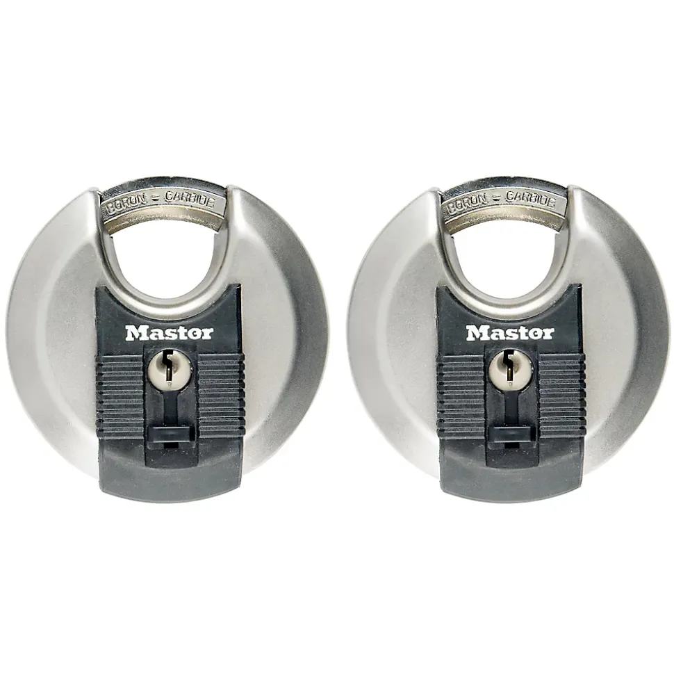 Cadenas à clé Master Lock Excell M40EURT disque en acier inoxydable Ø. 70 mm hauteur de l'anse 16 mm vendu par 2